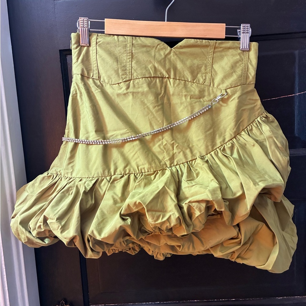 SHEIN Olive A-Line Skirt with Ruffles